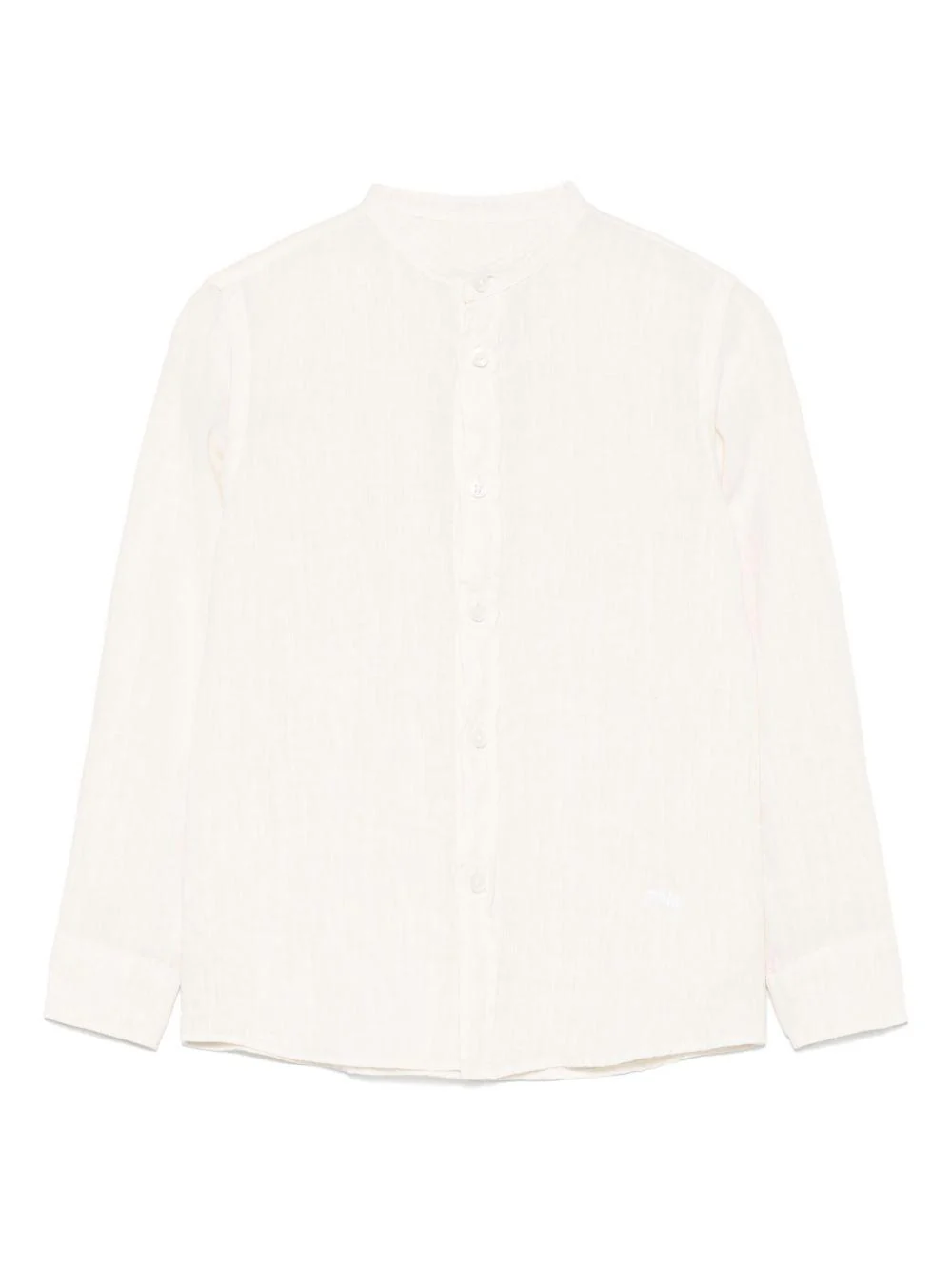 Camicia in lino per bambino Paolo Pecora Kids beige con logo ricamato