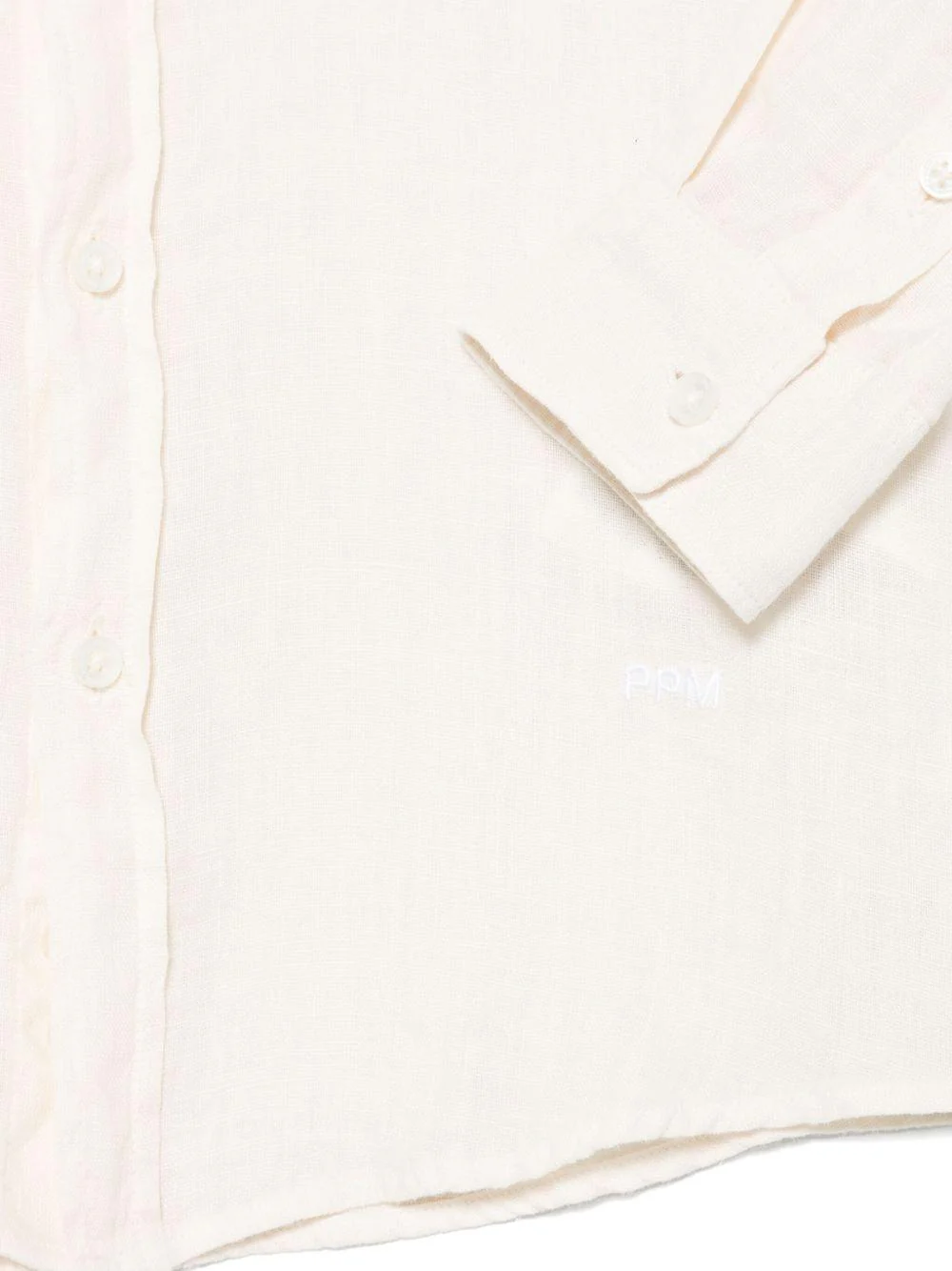 Camicia in lino per bambino Paolo Pecora Kids beige con logo ricamato - Image 3