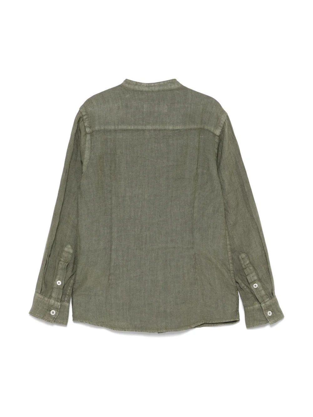 Camicia in lino per bambino Paolo Pecora Kids verde con logo ricamato - Image 2