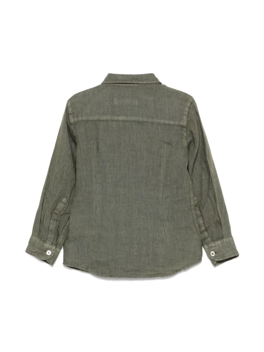 Camicia in lino per bambino Paolo Pecora Kids verde con logo ricamato - Image 2