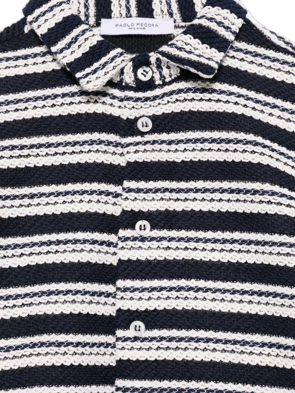 Camicia in maglia per bambino Paolo Pecora Kids blu con colletto alla cubana - Image 2