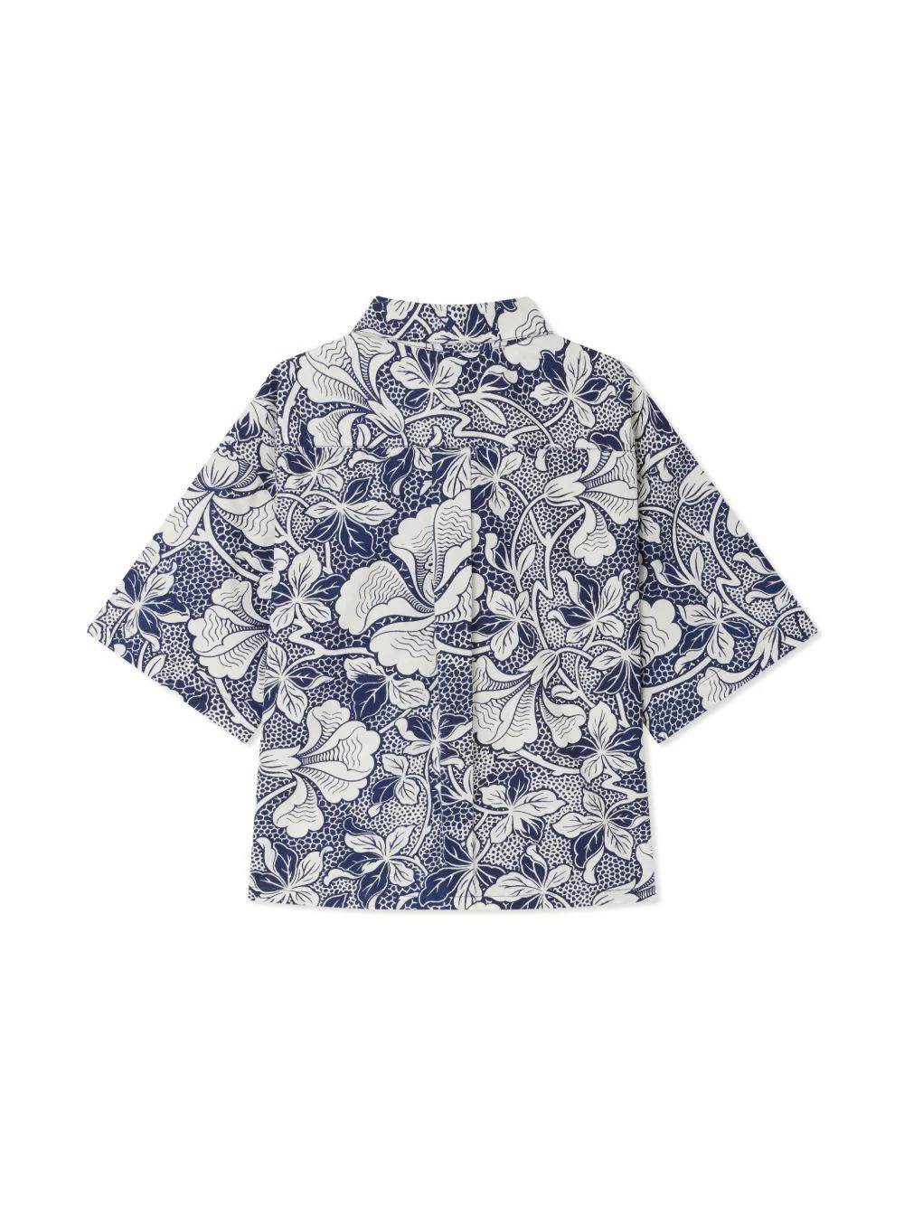 Camicia in popeline per bambino Bonpoint blu con stampa fiori - Image 3