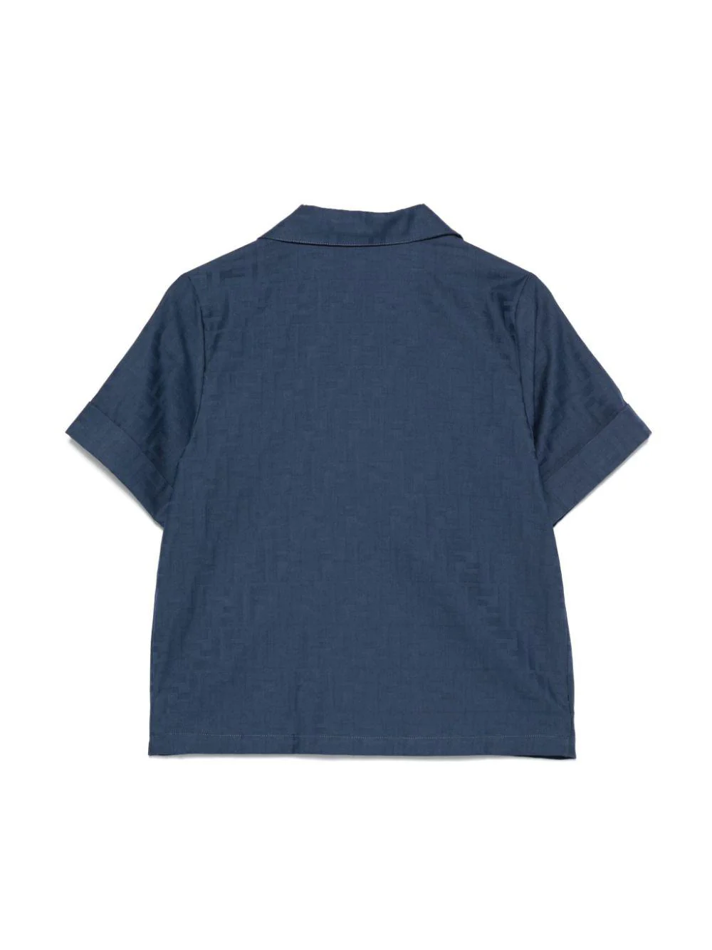 Camicia junior in cotone jacquard per bambino Fendi Kids blu con logo FF - Image 3
