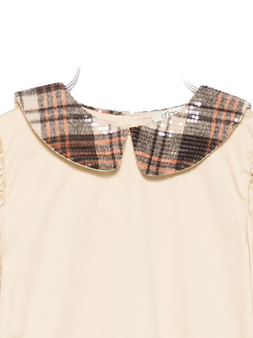 Camicia per bambina A'lapage beige con colletto con motivo a quadri - Image 2