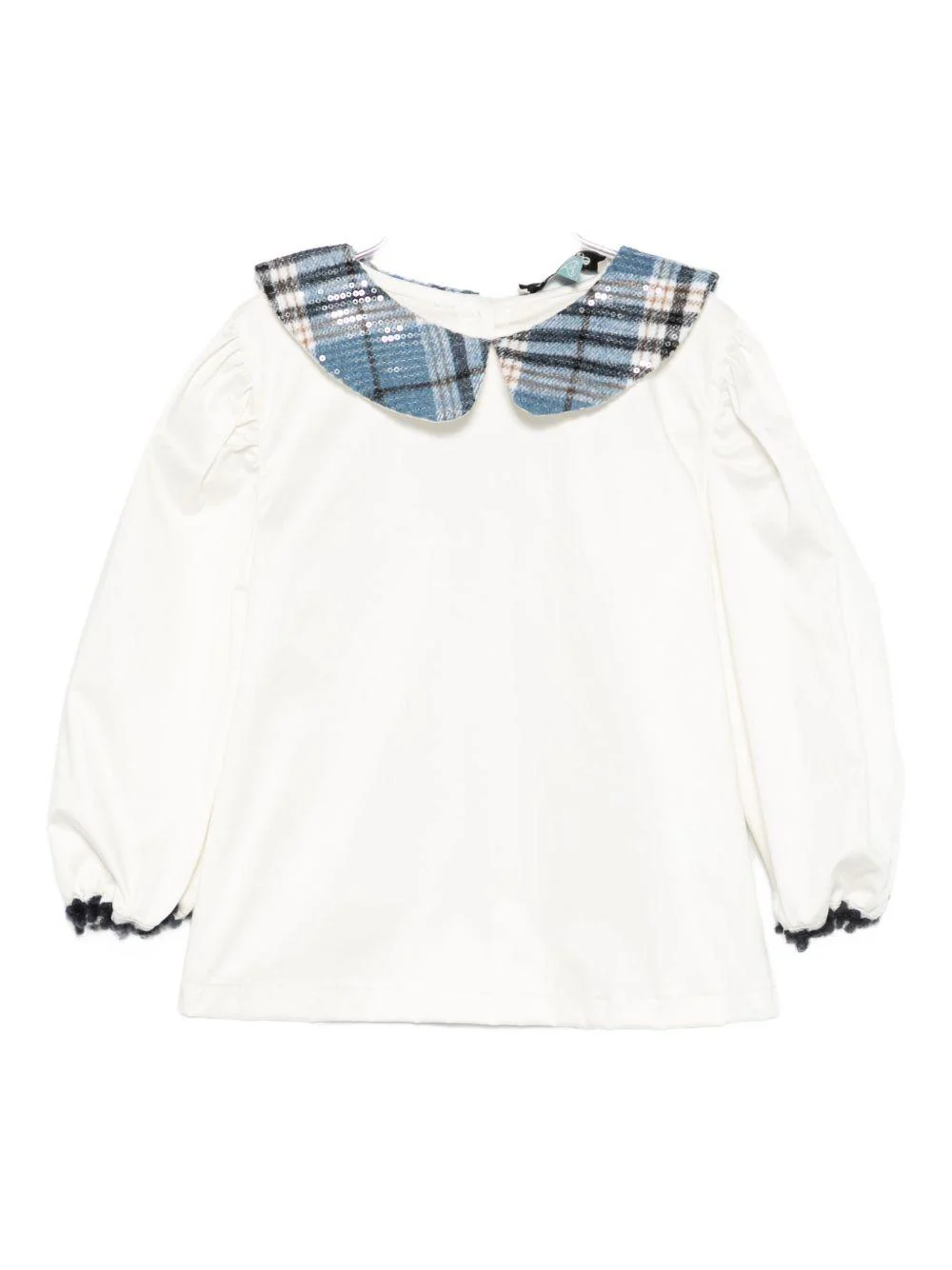 Camicia per bambina A'lapage bianca con colletto a motivo scozzese