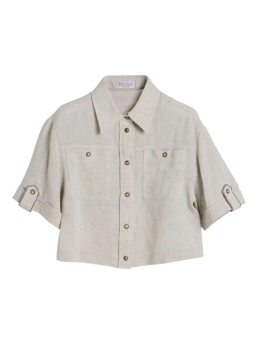 Camicia per bambina Brunello Cucinelli Kids beige con glitter