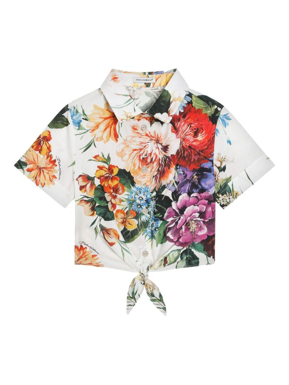 Camicia per bambina Dolce & Gabbana Kids bianco in cotone a fiori