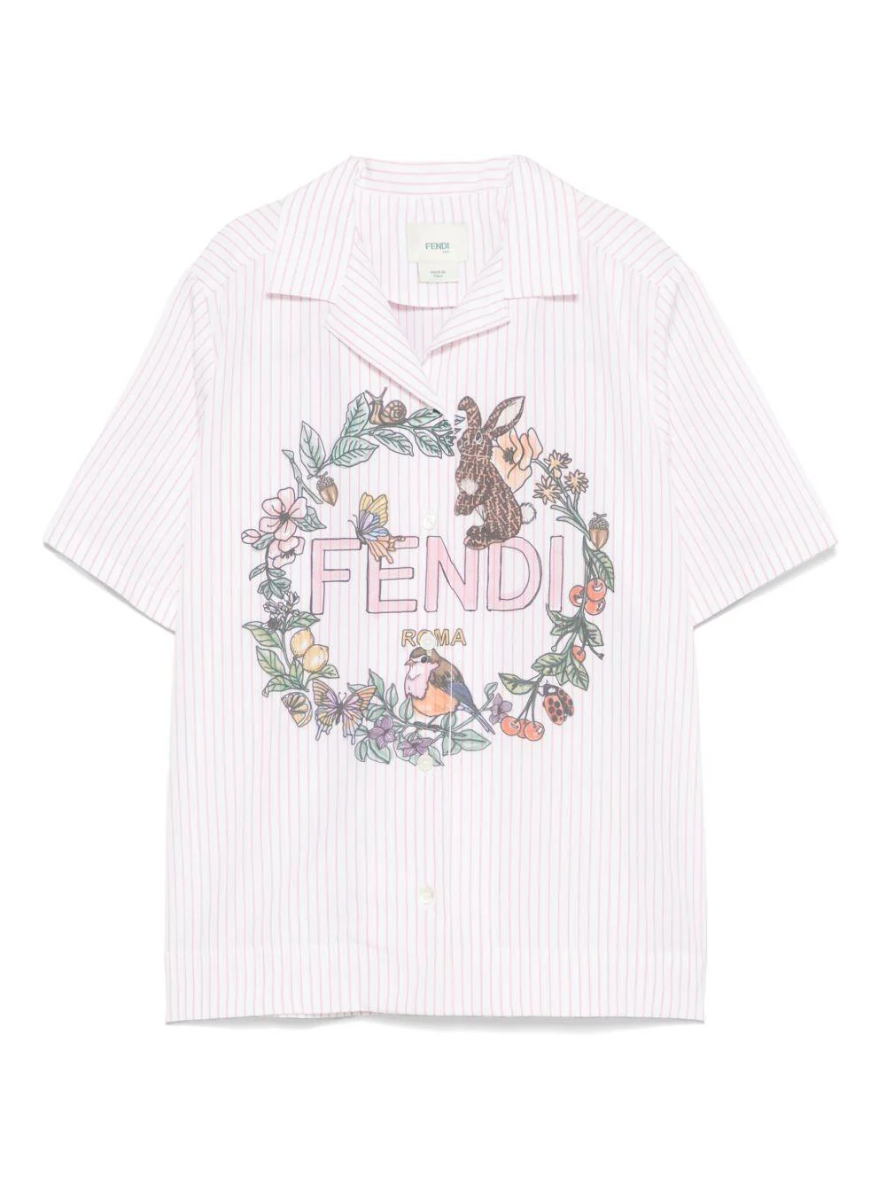 Camicia per bambina Fendi Kids rosa con stampa grafica sul davanti