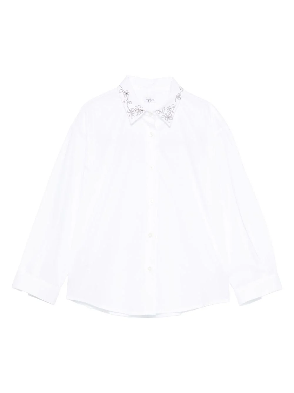 Camicia per bambina Il Gufo bianca con colletto ricamato