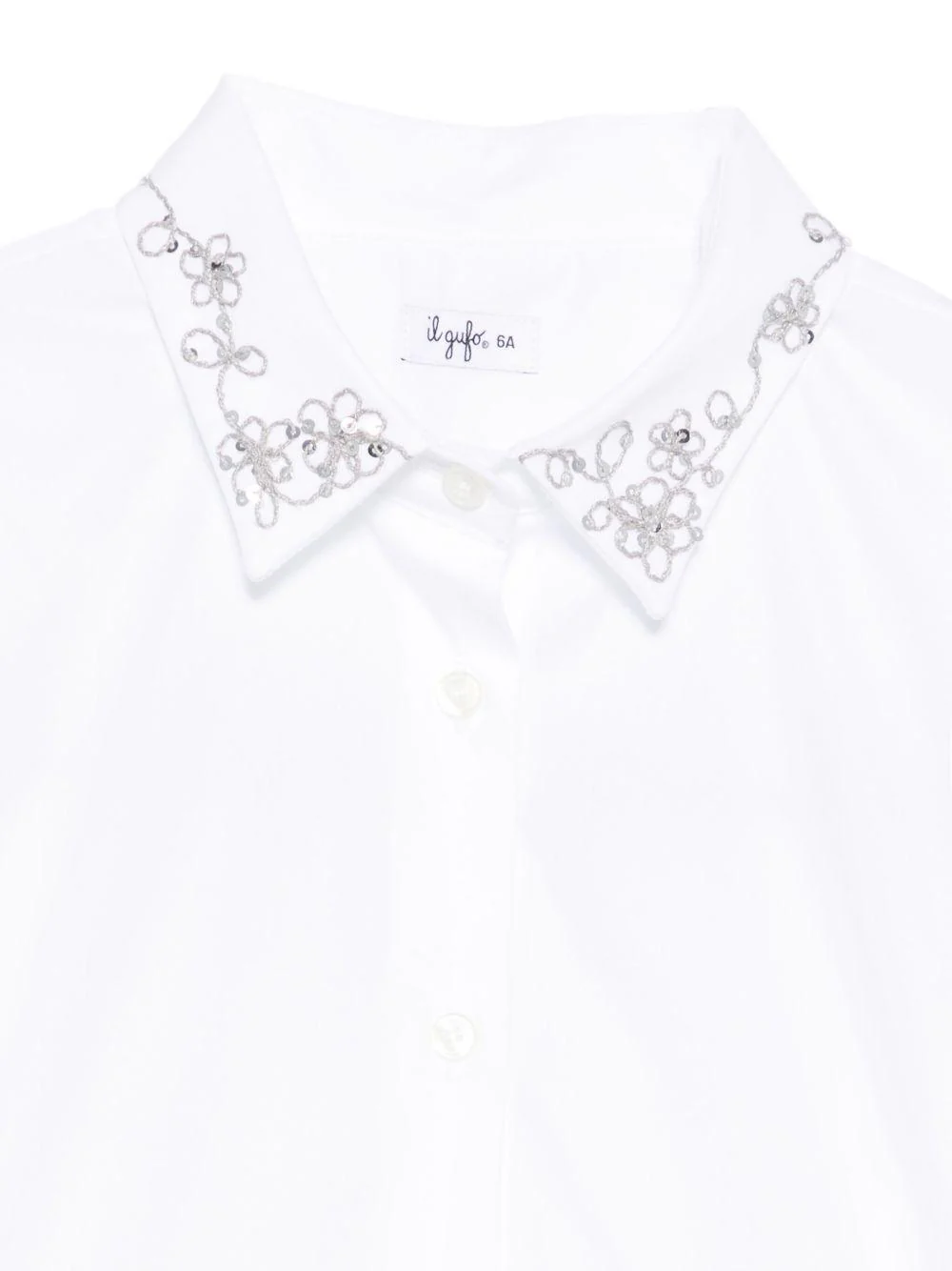 Camicia per bambina Il Gufo bianca con colletto ricamato - Image 3