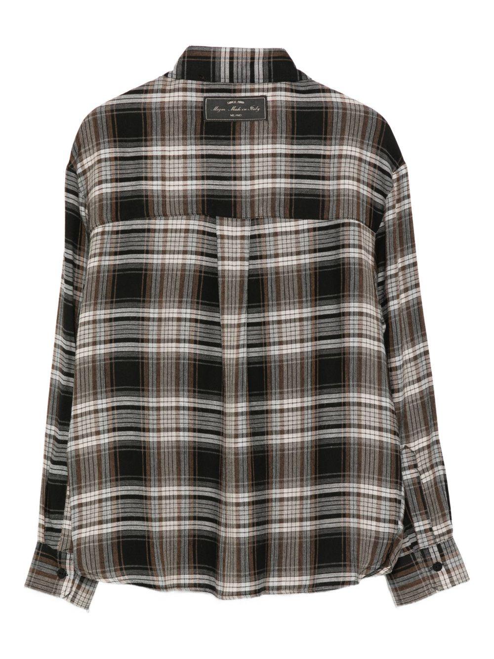Camicia per bambina MSGM Kids nero con motivo a quadri con decorazione - Image 2