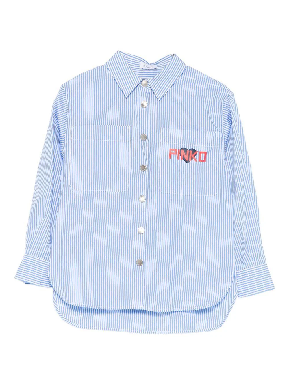 Camicia per bambina Pinko Kids azzurra con stampa con logo