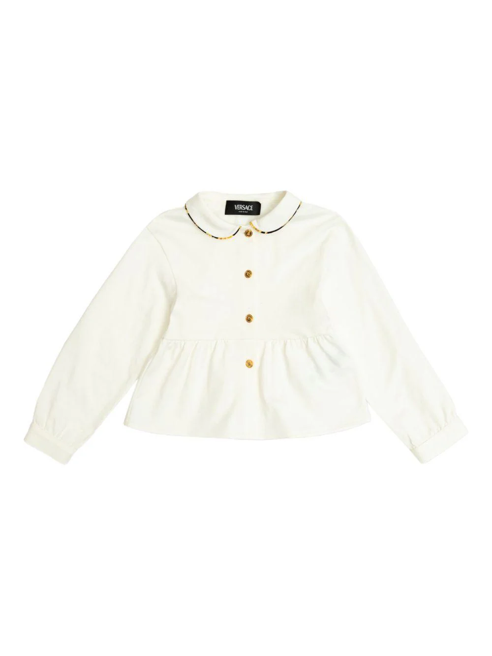 Camicia per bambina Versace Kids bianco con colletto alla Peter Pan