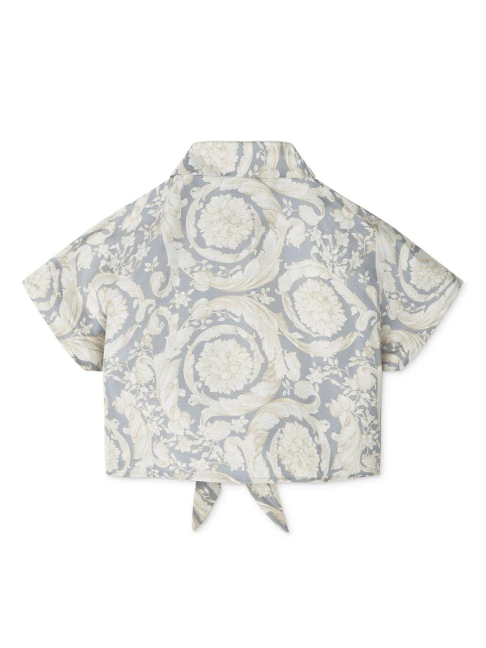 Camicia per bambina Versace Kids grigio in stile Barocco con nodo - Image 3