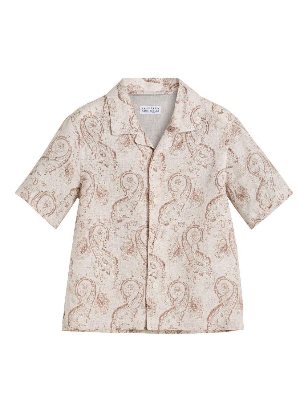 Camicia per bambino Brunello Cucinelli Kids beige con stampa paisley