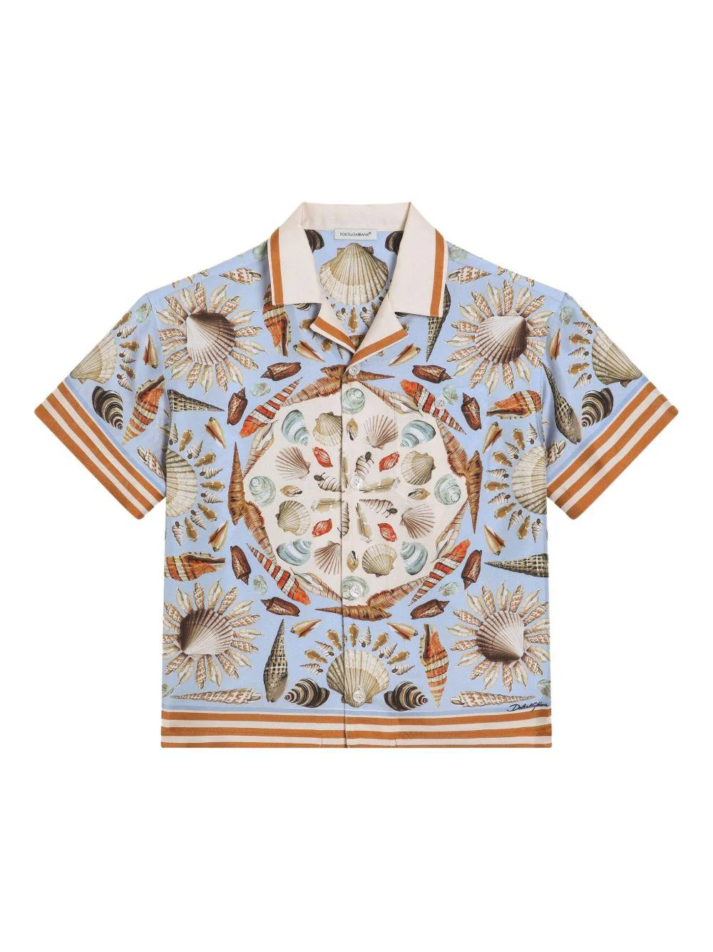 Camicia per bambino Dolce & Gabbana Kids azzurra con stampa grafica all-over
