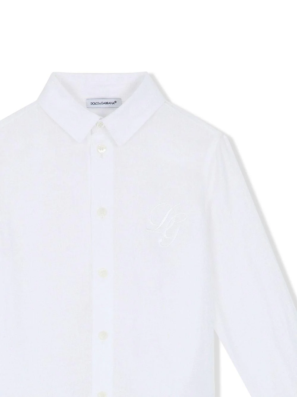 Camicia per bambino Dolce & Gabbana Kids bianco con ricamo logo - Image 3