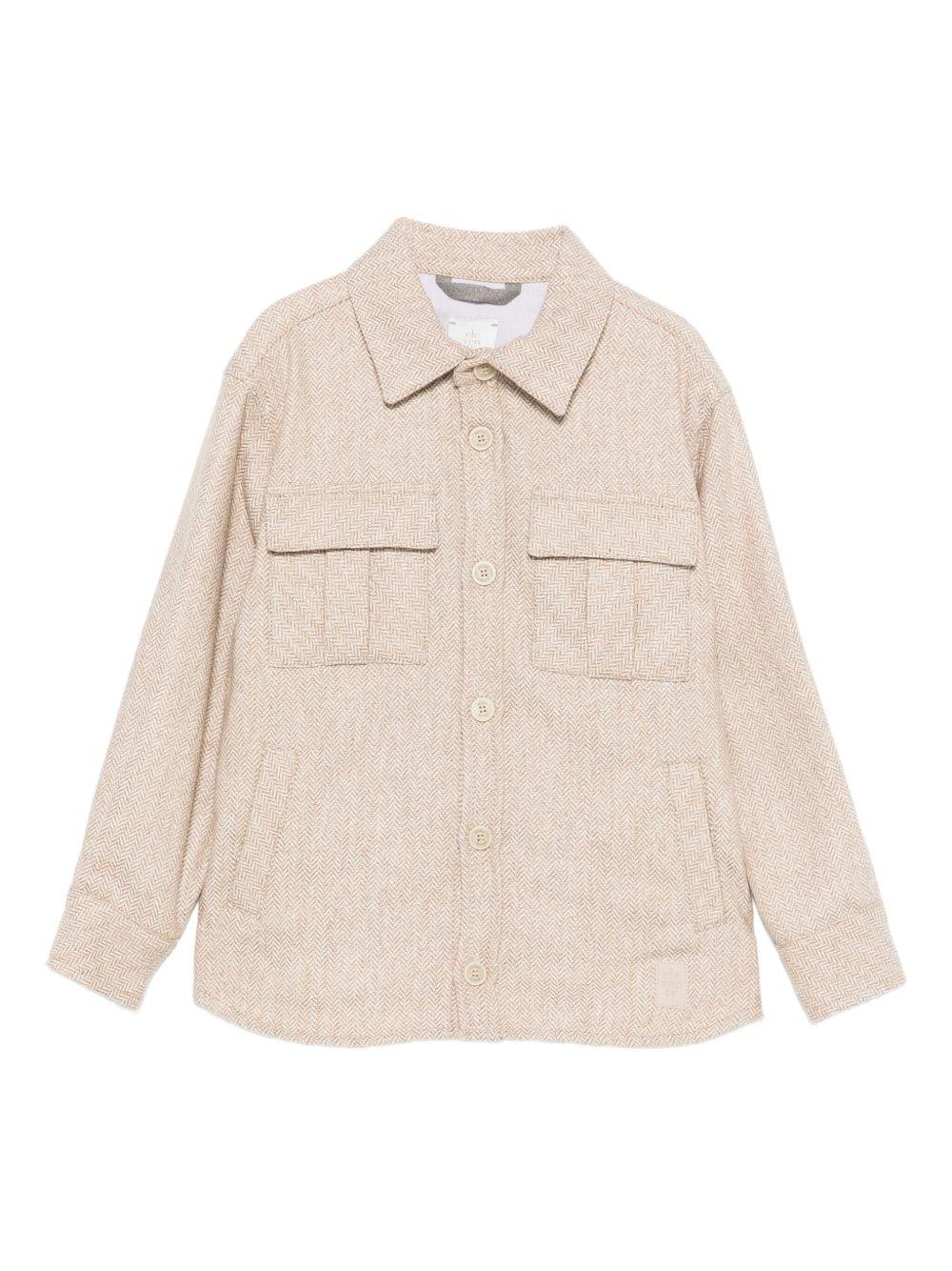 Camicia per bambino Eleventy Kids beige con motivo pied-de-poule