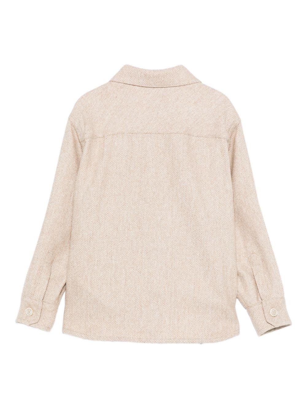 Camicia per bambino Eleventy Kids beige con motivo pied-de-poule - Image 2