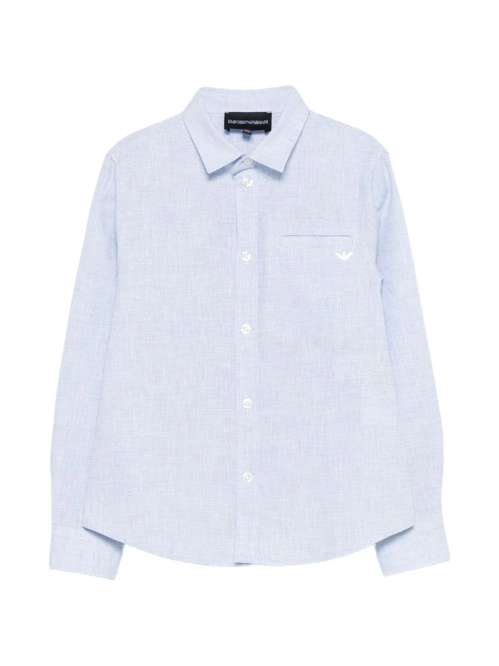 Camicia per bambino Emporio Armani Kids azzurra con logo aquila ricamato