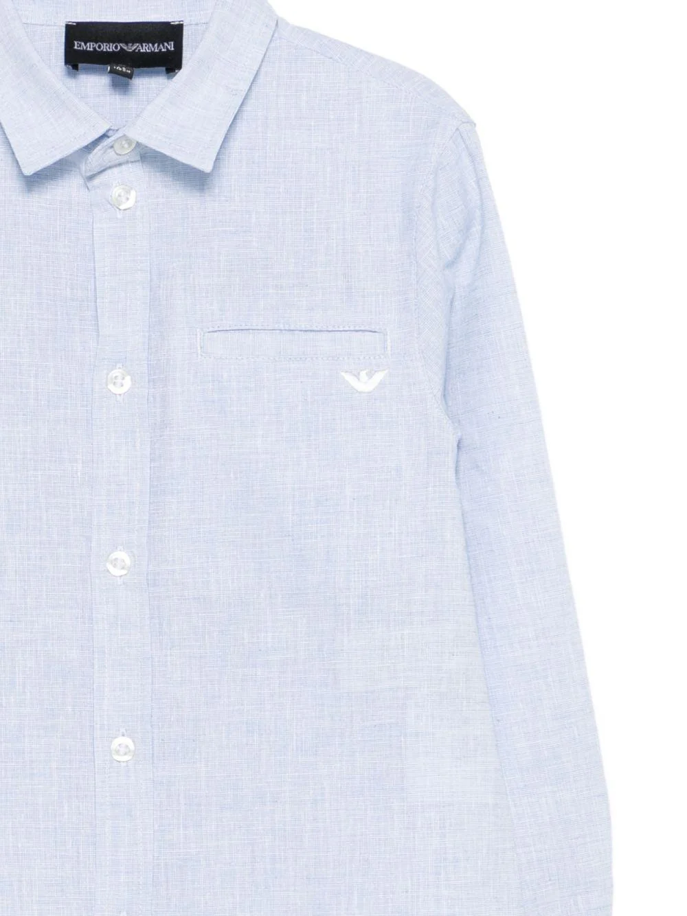 Camicia per bambino Emporio Armani Kids azzurra con logo aquila ricamato - Image 3
