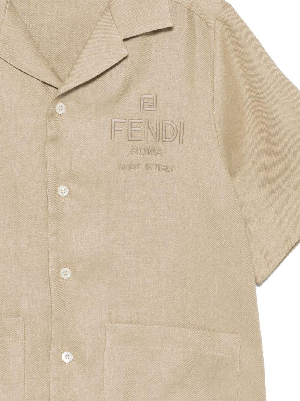 Camicia per bambino Fendi Kids beige con ricamo - Image 3