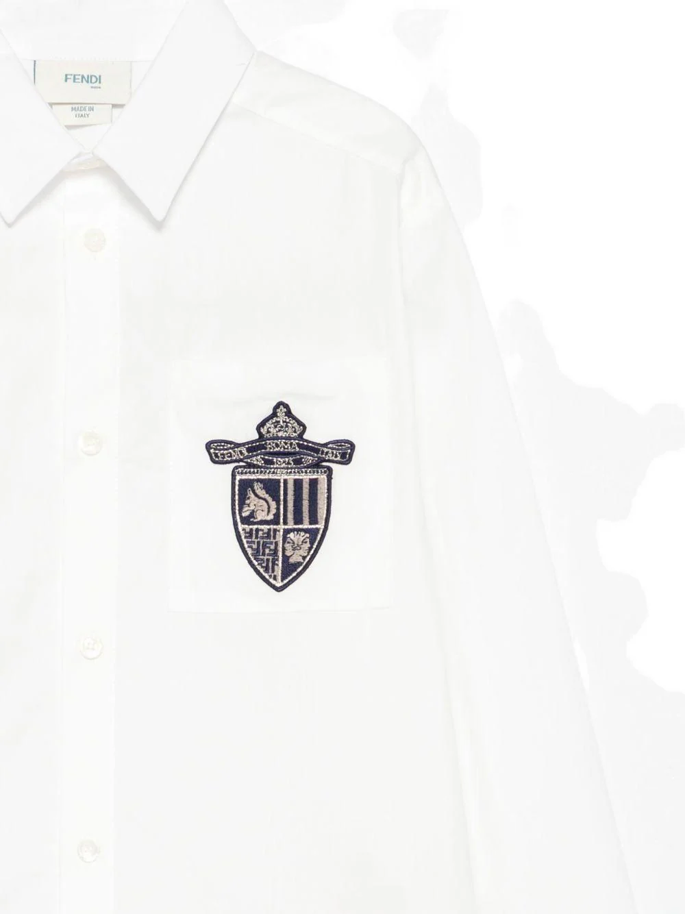 Camicia per bambino Fendi Kids bianca con scudo ricamato - Image 3