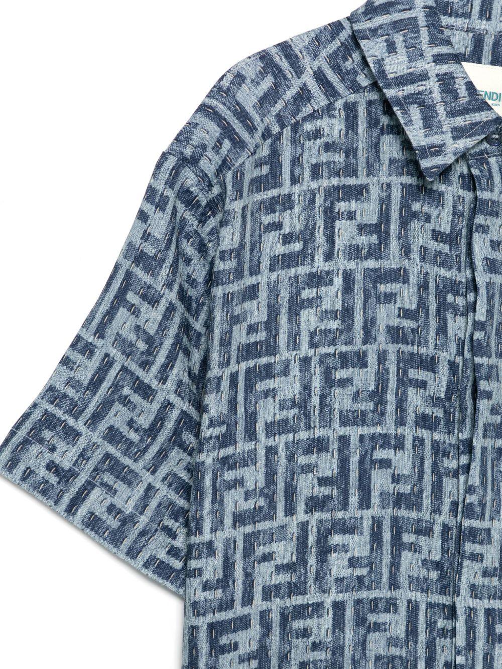 Camicia per bambino Fendi Kids blu con stampa FF - Image 2