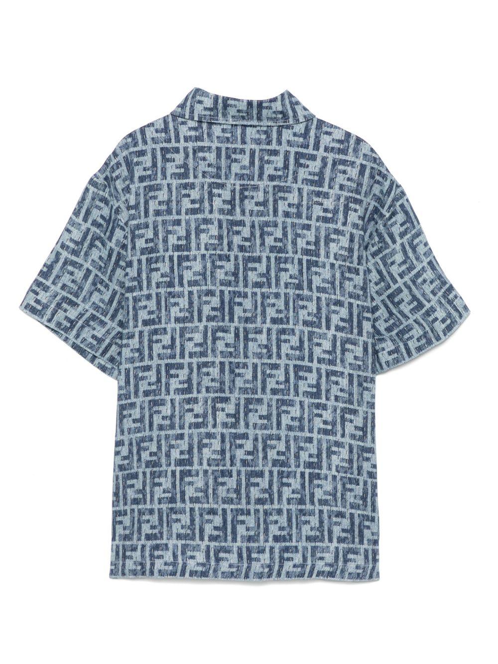 Camicia per bambino Fendi Kids blu con stampa FF - Image 3