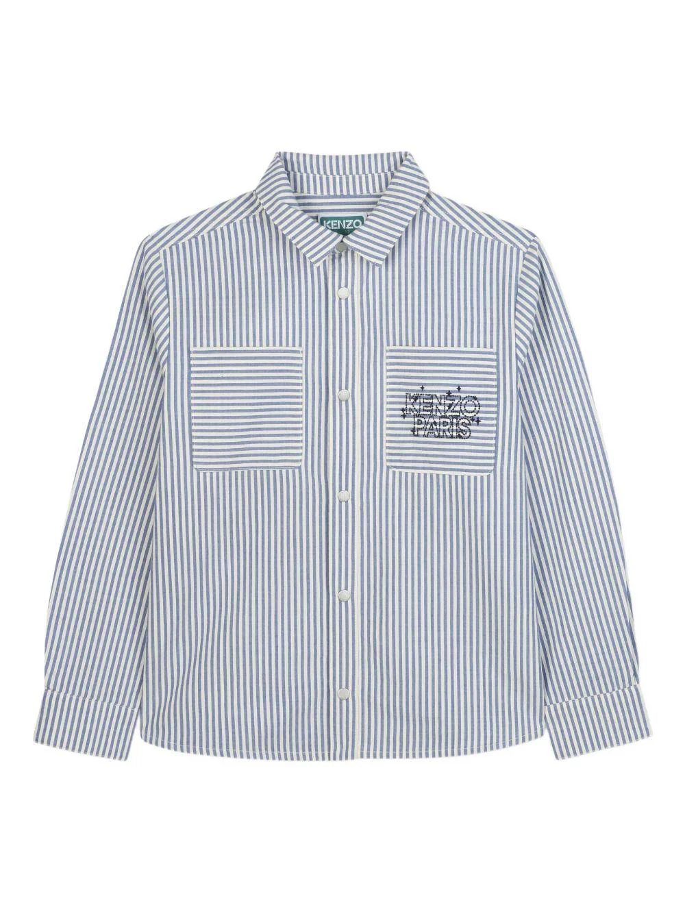 Camicia per bambino Kenzo Kids blu a righe con applicazione