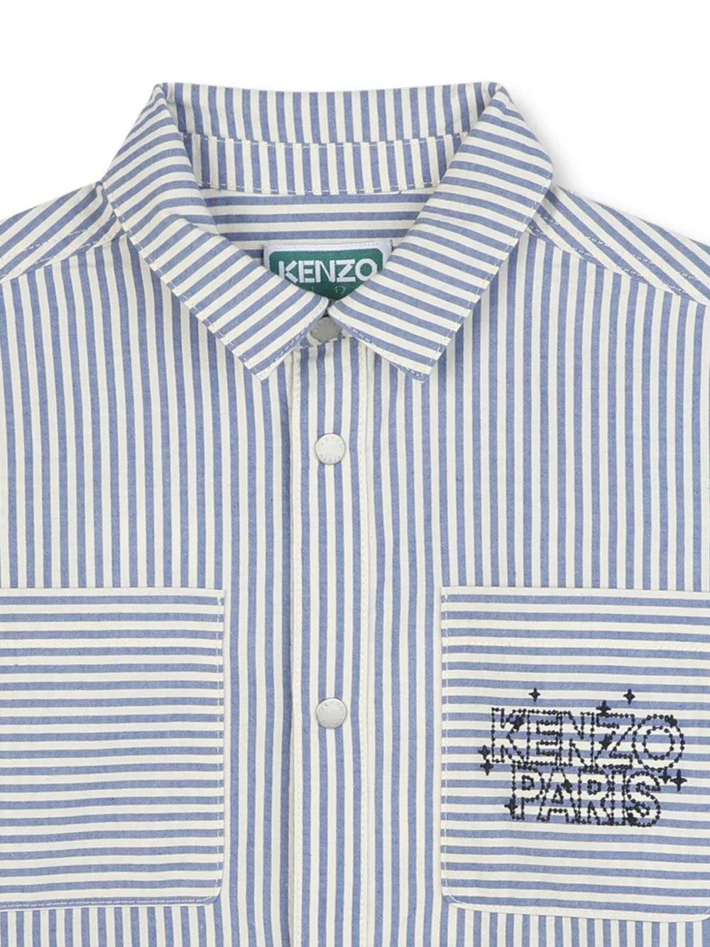 Camicia per bambino Kenzo Kids blu a righe con applicazione - Image 3