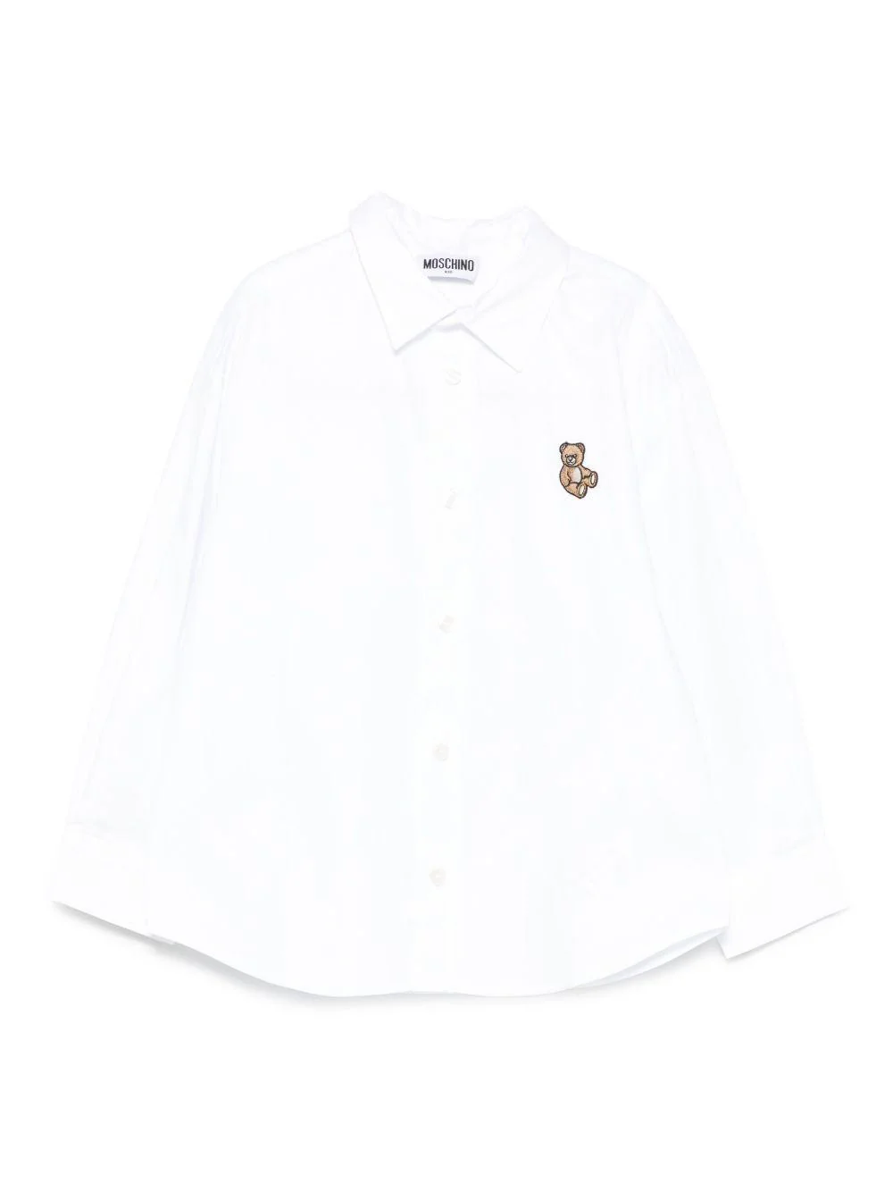 Camicia per bambino Moschino Kids bianco con ricamo Teddy
