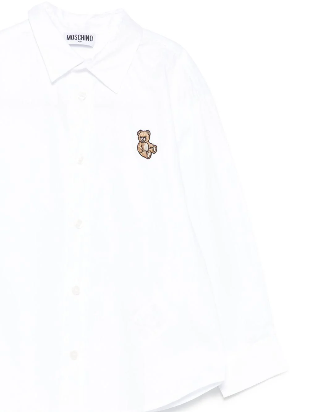 Camicia per bambino Moschino Kids bianco con ricamo Teddy - Image 3