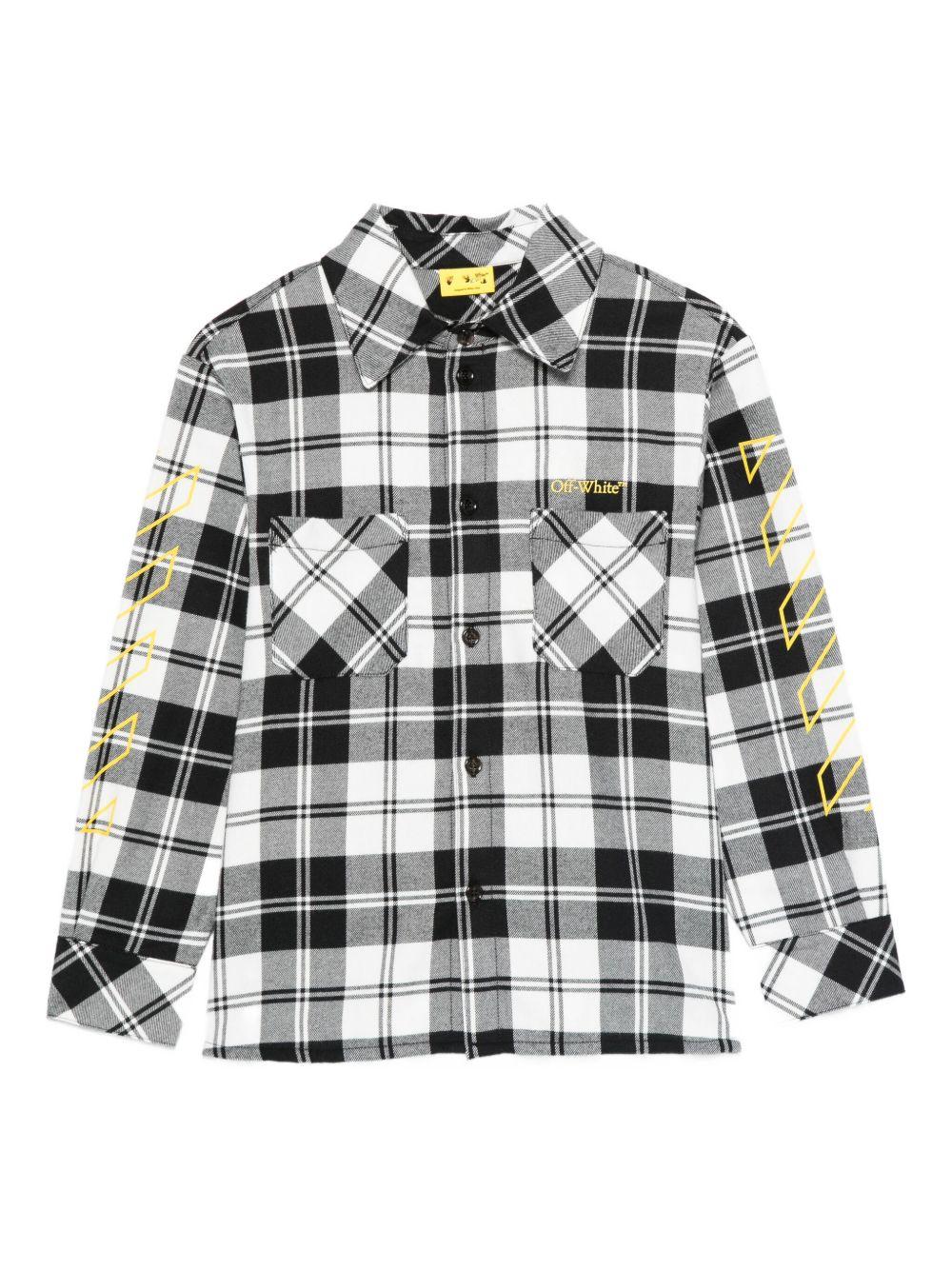 Camicia per bambino Off-White Kids bianco e nero con motivo a quadri