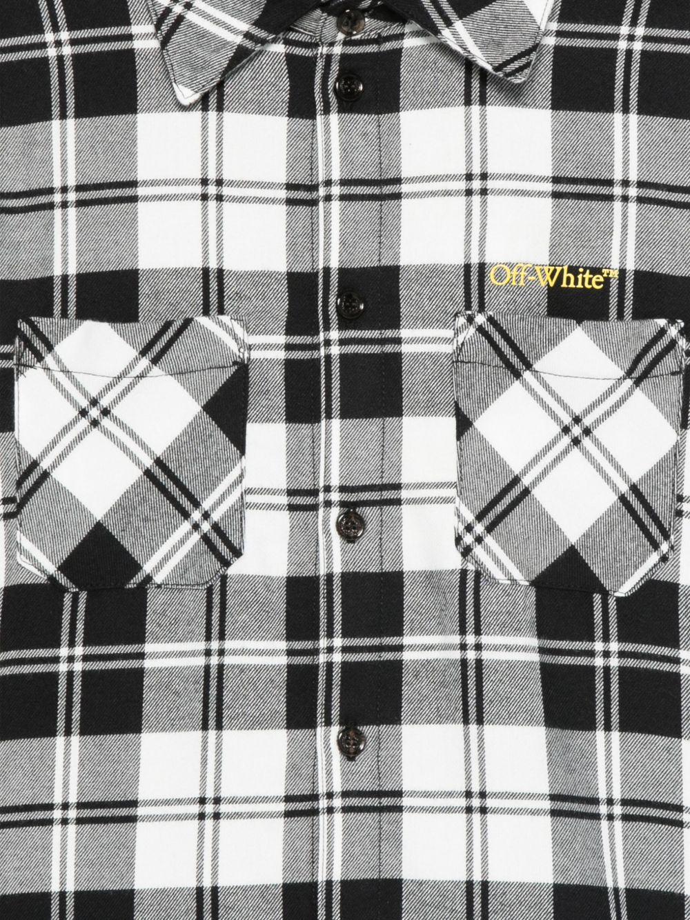 Camicia per bambino Off-White Kids bianco e nero con motivo a quadri - Image 2