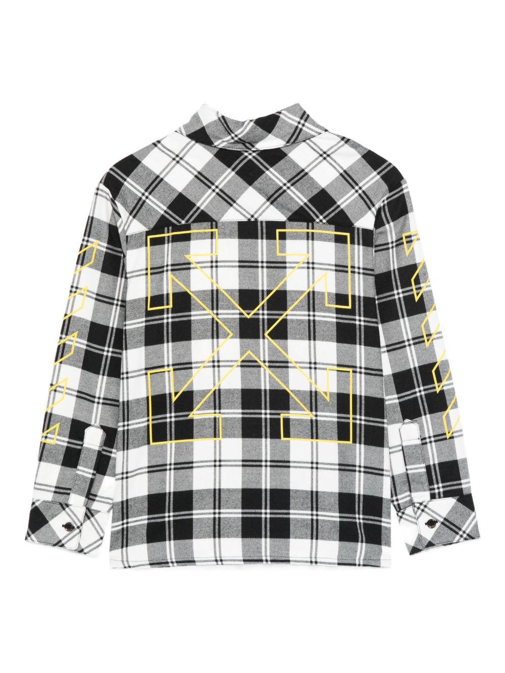 Camicia per bambino Off-White Kids bianco e nero con motivo a quadri - Image 3