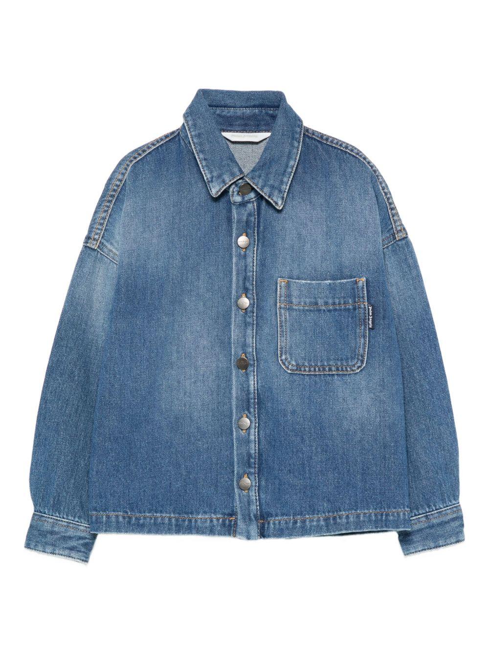 Camicia per bambino Palm Angels Kids in denim con ricamo con logo