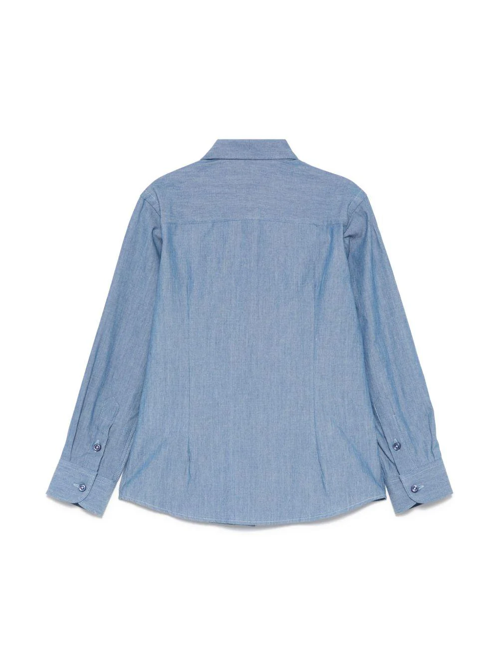 Camicia per bambino Paolo Pecora Kids blu con mini targhetta con logo - Image 3