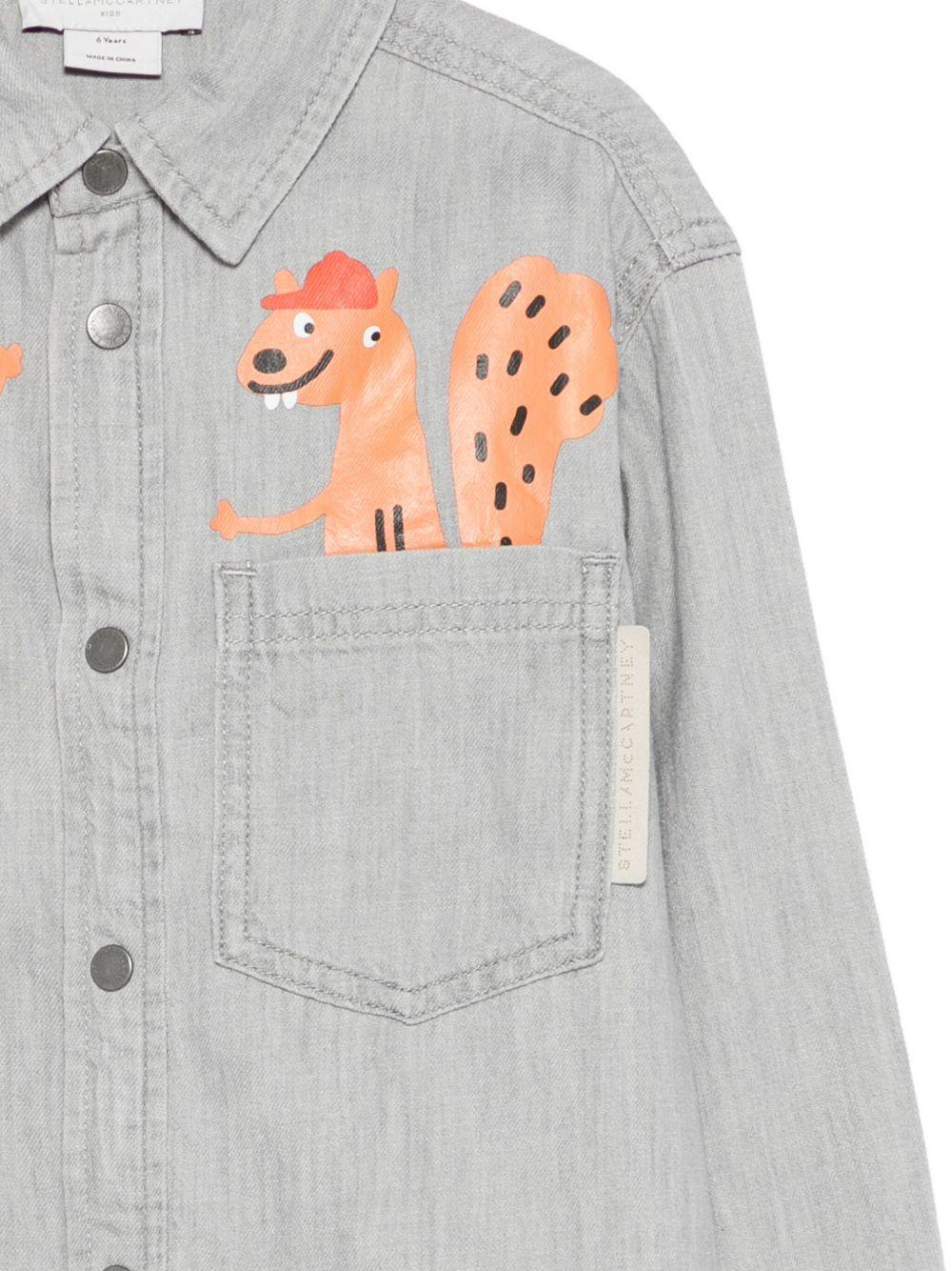 Camicia per bambino Stella McCartney Kids grigio con stampa scoiattolo - Image 3