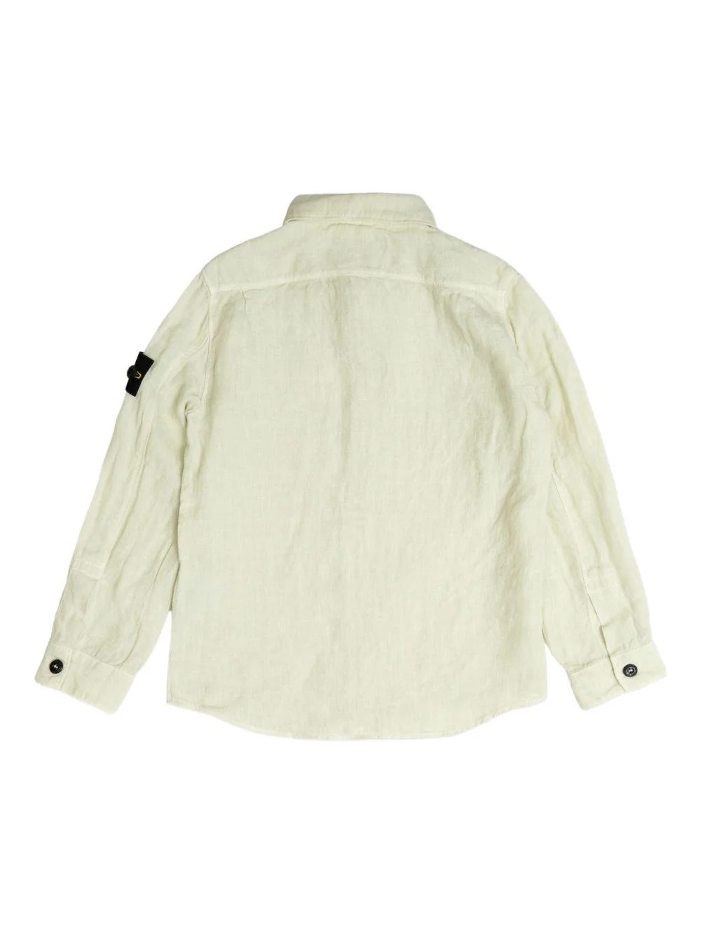Camicia per bambino Stone Island Junior beige in lino con applicazione Compass - Image 2
