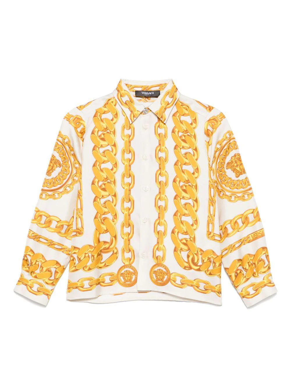 Camicia per bambino Versace Kids beige con stampa catena