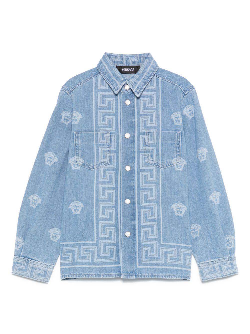 Camicia per bambino Versace Kids Medusa in denim con stampa