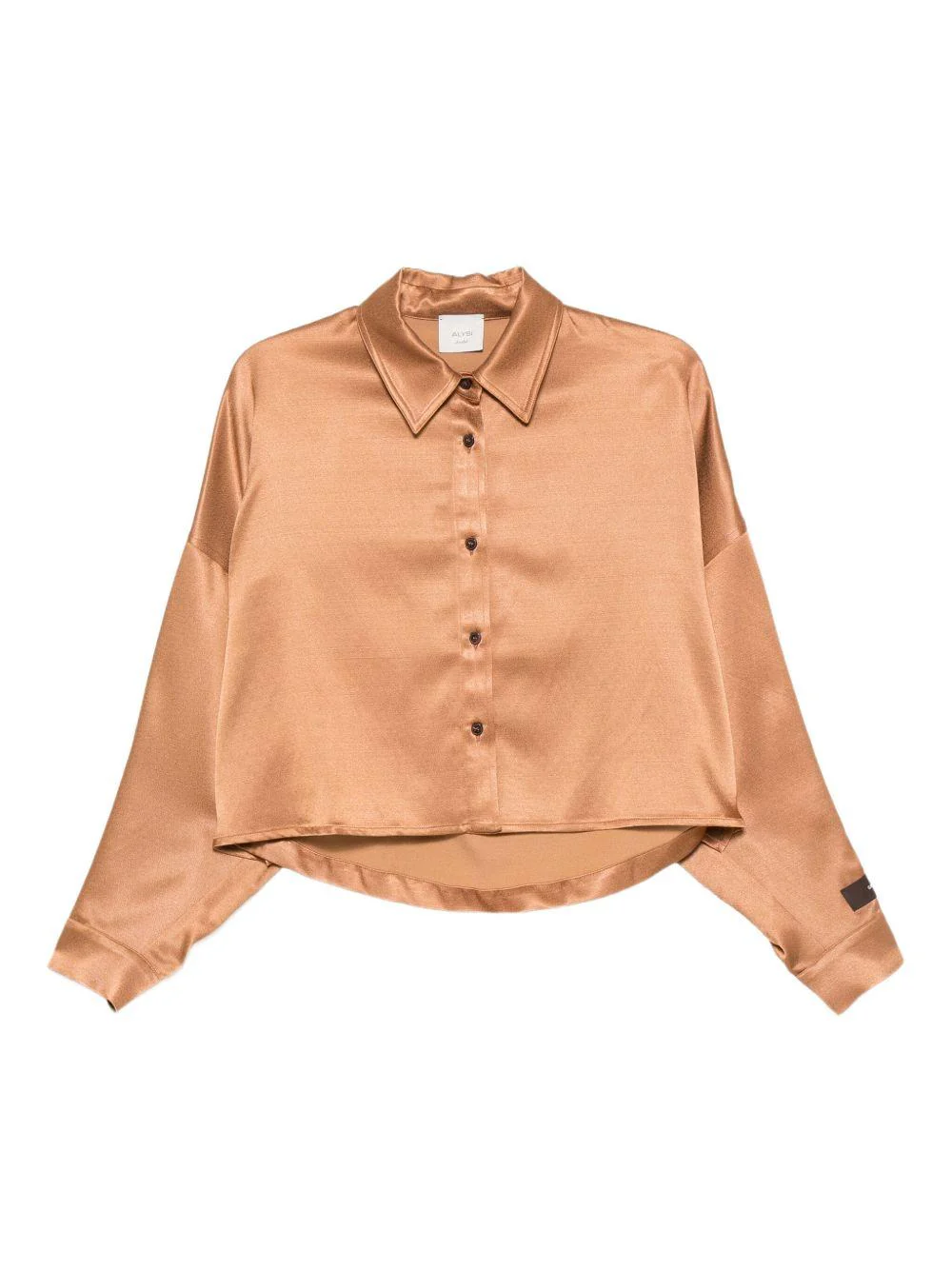 Camicia per donna Alysi marrone con lunghezza crop