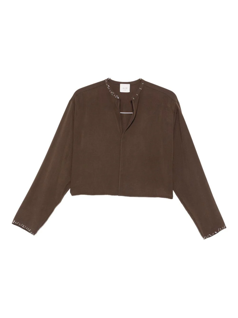 Camicia per donna ALYSI marrone con rifiniture ricamate