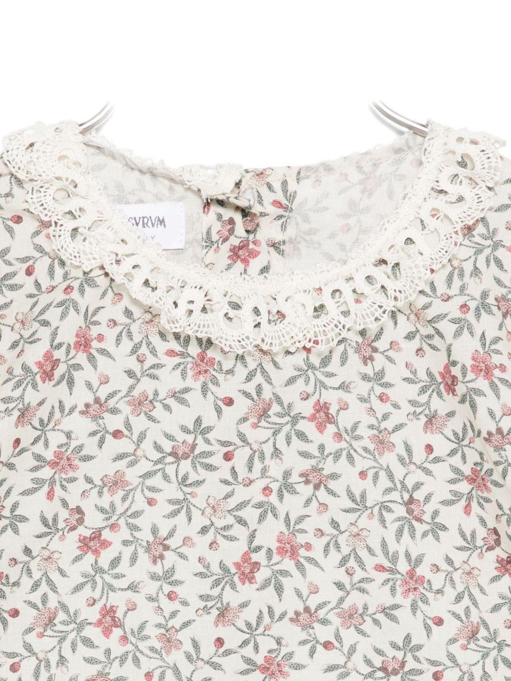 Camicia per neonata Jesurum Baby écru con stampa floreale - Image 2