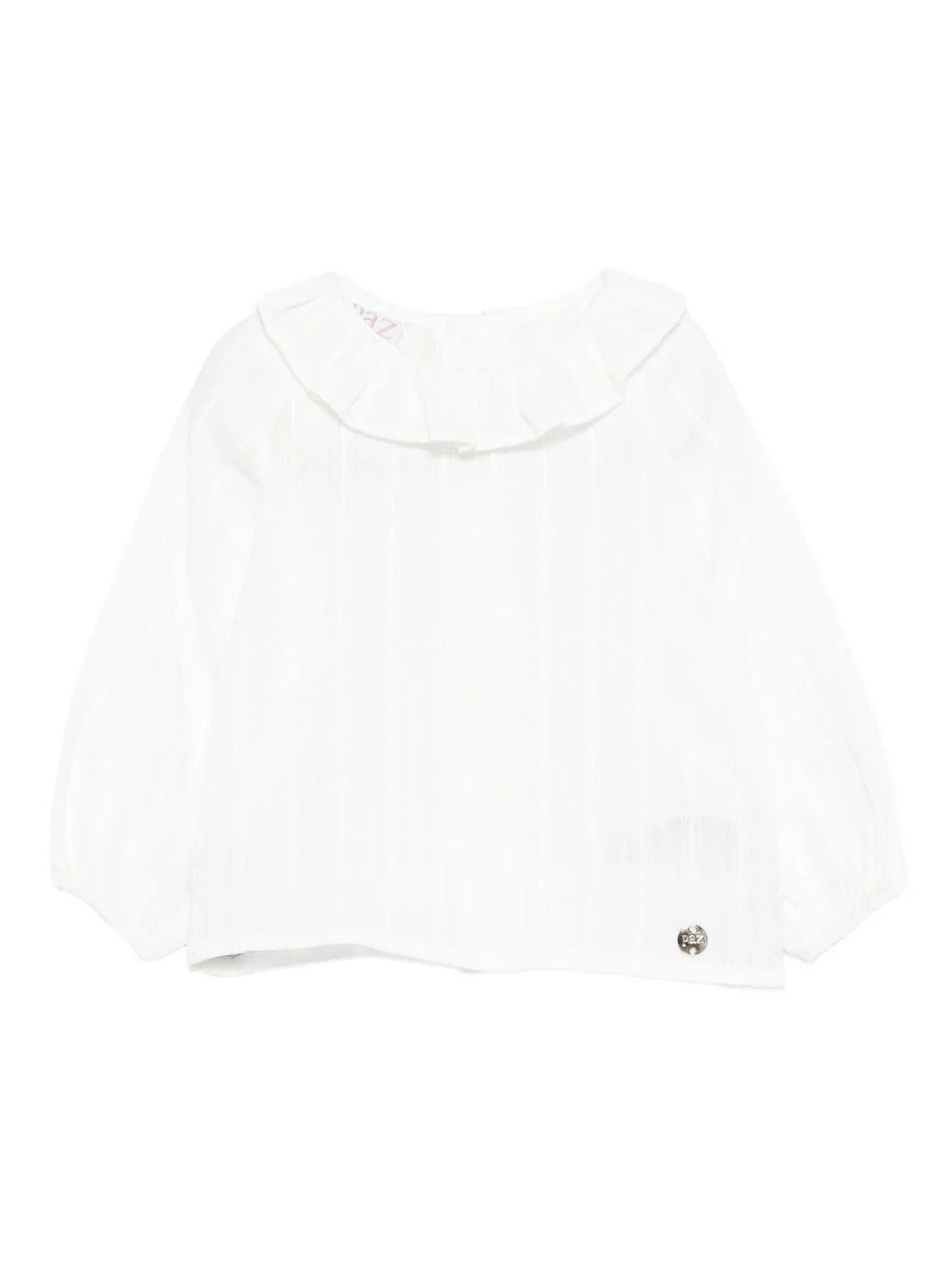 Camicia per neonata Paz Rodríguez bianca con colletto arricciato