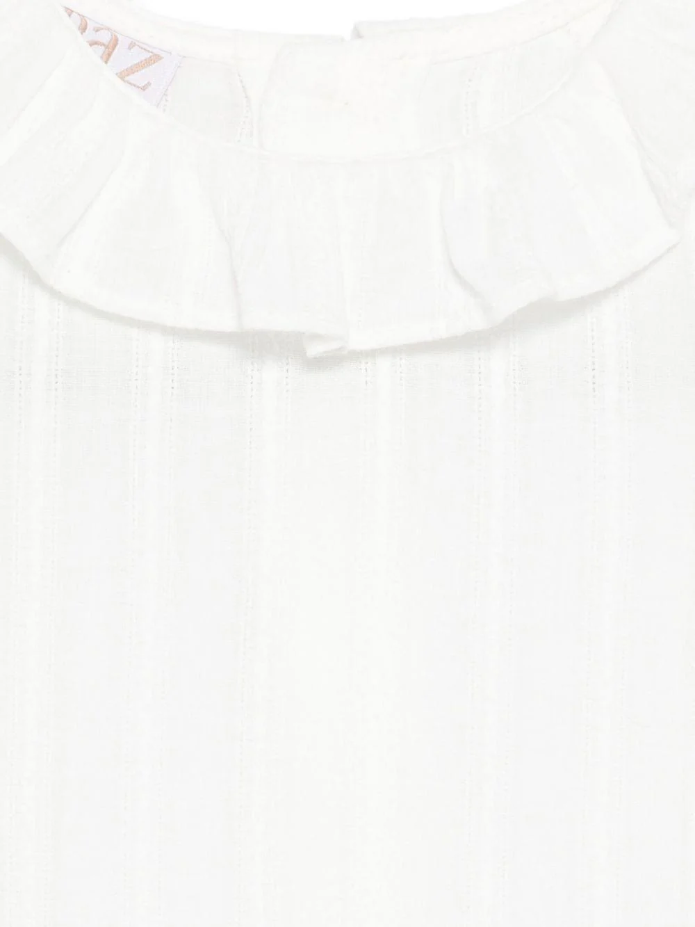 Camicia per neonata Paz Rodríguez bianca con colletto arricciato - Image 2