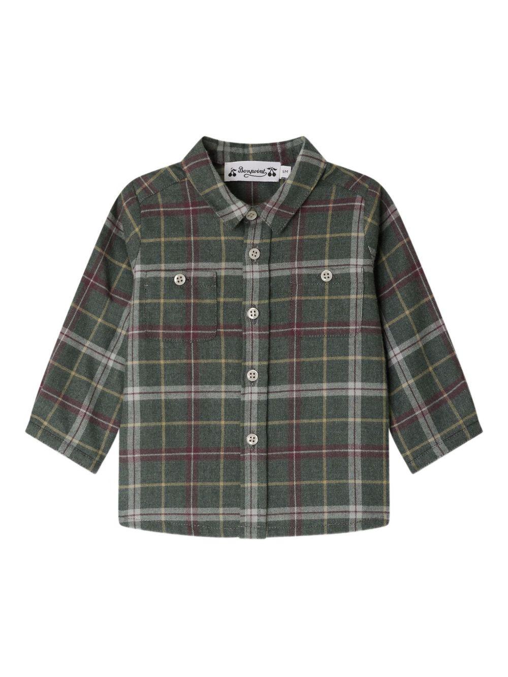 Camicia per neonato Bonpoint verde con motivo a quadri