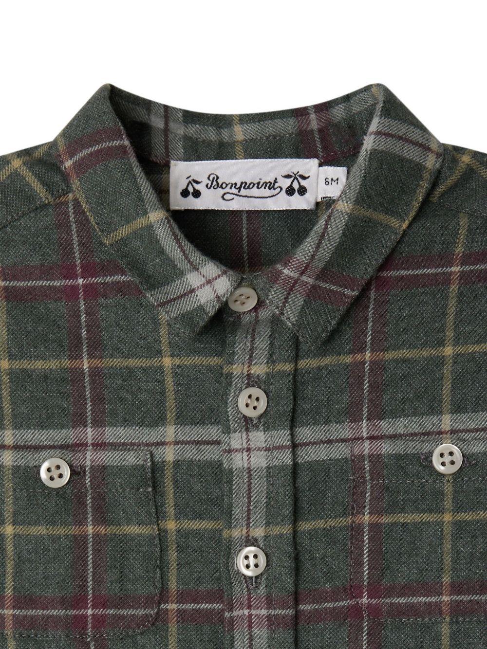 Camicia per neonato Bonpoint verde con motivo a quadri - Image 3