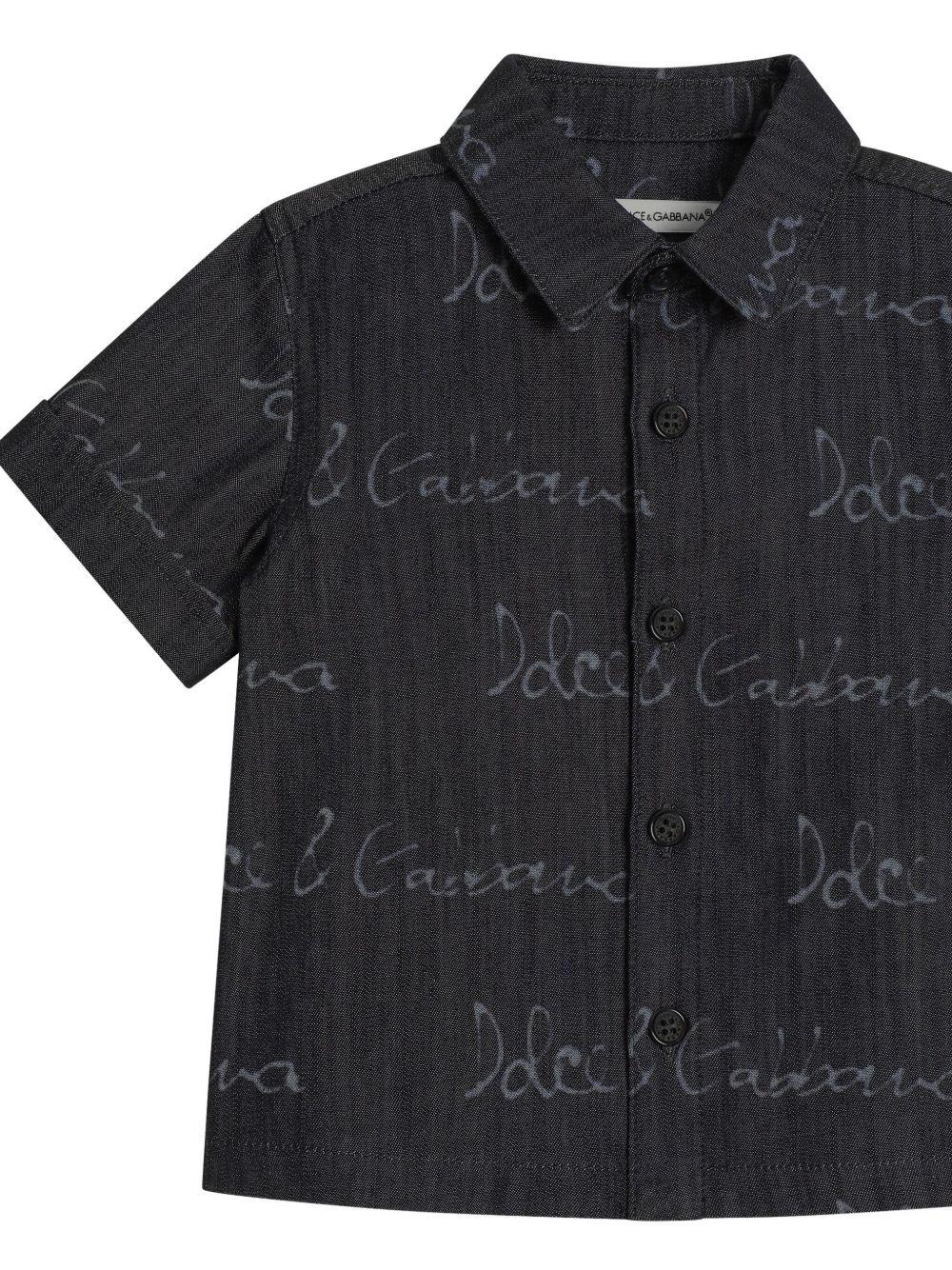 Camicia per neonato Dolce & Gabbana Kids nero in denim con colletto classico - Image 4